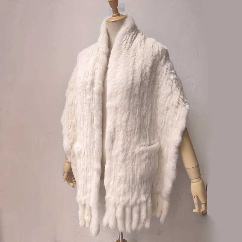 2024 New Autumn Fashion Knitted Fur Shawl Women Winter Real Rabbit Fur Scarf Thick Luxury Shawl With Tassel Ladies Knit Scarfs J251118