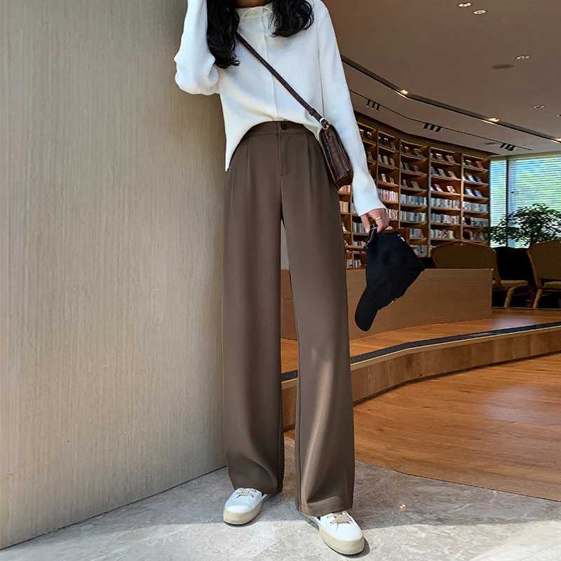 Women Wide Leg Pants Spring Autumn Casual Straight OL Style Loose Suits Pant Female Solid Size S4XL Long TrousersT251022