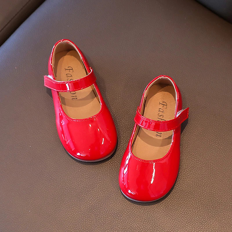 Plain Patent Leather Ballet Flats Baby Girls Concise Round Toe Mary Jane Shoes Kids Soft Sole Casual Dress Zapatos in Red White 251021