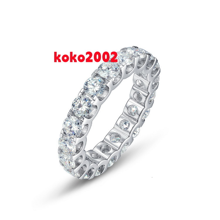 Best Selling Classics Design 4mm Moissanite Eternity Ring 925 Silver Jewelry Women Gift Party Sterling Stone Wedding Party