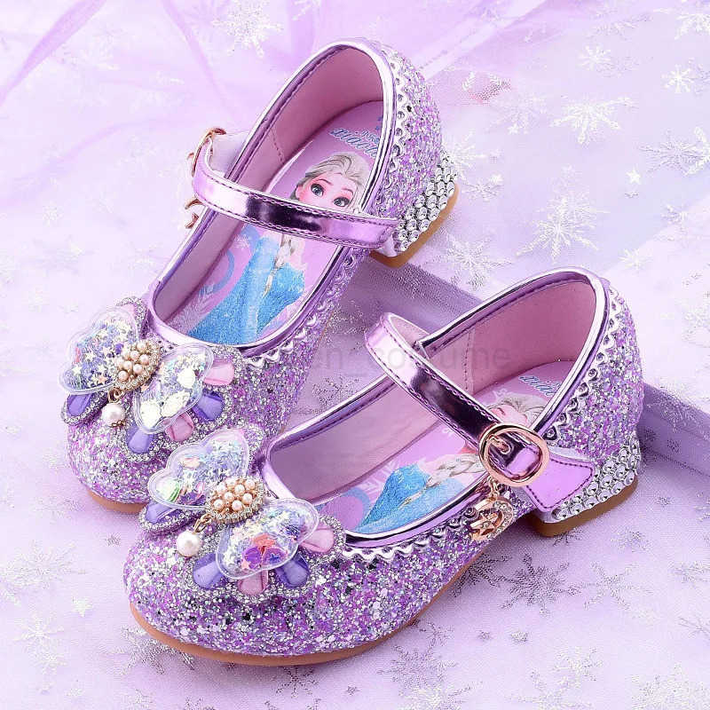 Disney Girls Princess Sandals Childrens Shoes Frozen Elsa Childrens Shoes Girls Fashion Baby Pink Blue High Heel Shoes Size 2535 H251022