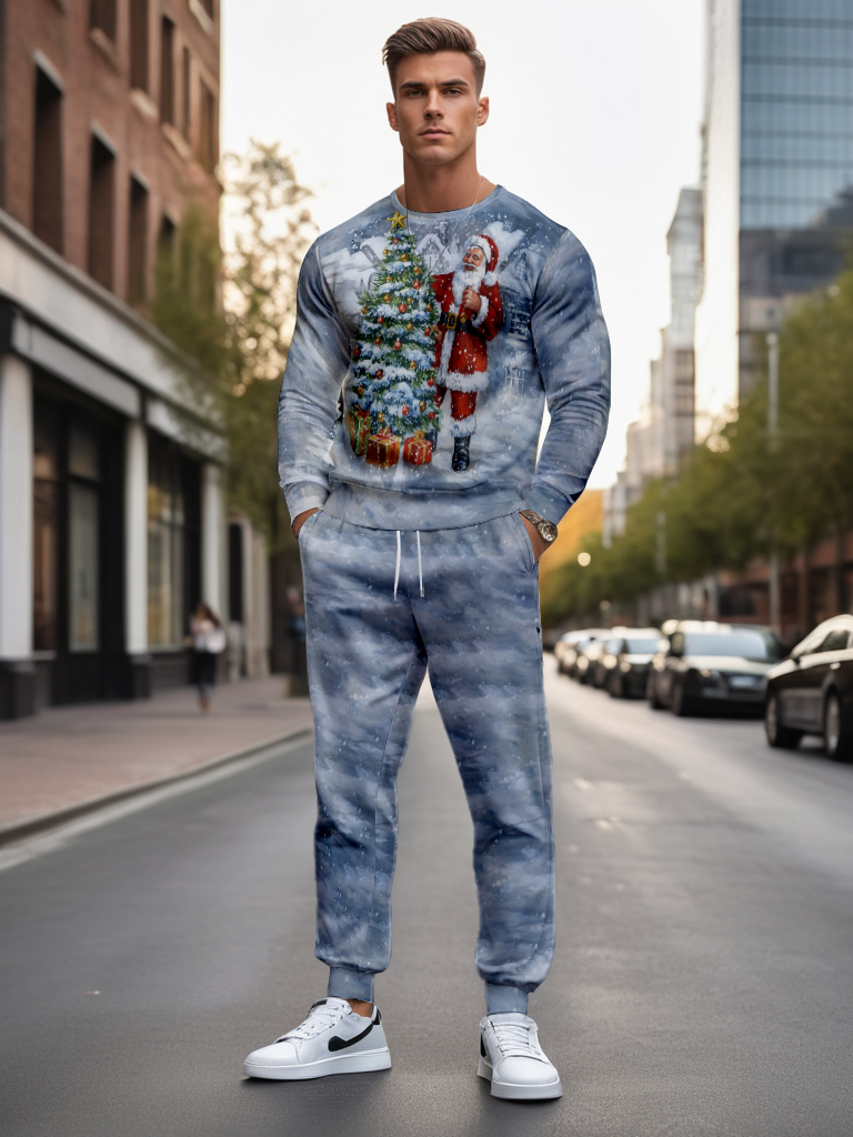 Men's Brown Knitted Cotton Blend Long Sleeve round Neck Sweatshirt Ankle-Length Casual Comfortable Outdoor Wear T-Shirt - YLWY00174