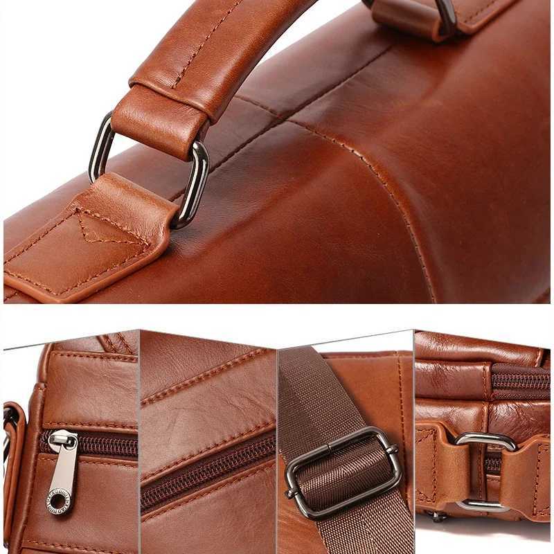 Vintage Luxury Handbag Cowhide Tote Shoulder Genuine Leather Briefcase for Man Business Messenger Crossbody Side Cross Bag W251022