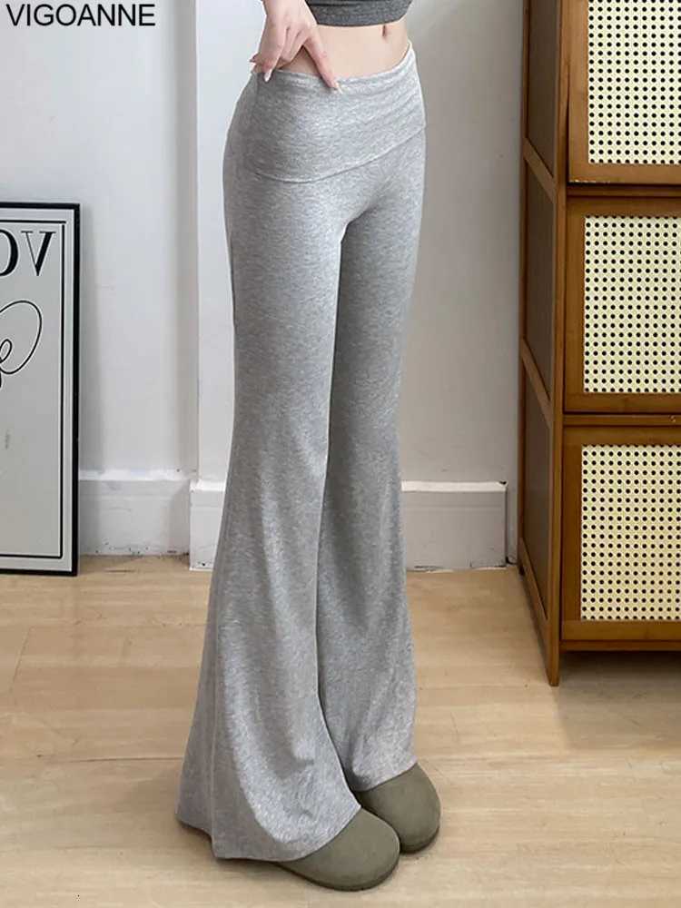 VigoAnne 2025 Autumn Women Casual Bellbottom Pants Gray High Waist Y2K Long Sport Pants Summer Lady Gym Running Baggy TrousersT251022