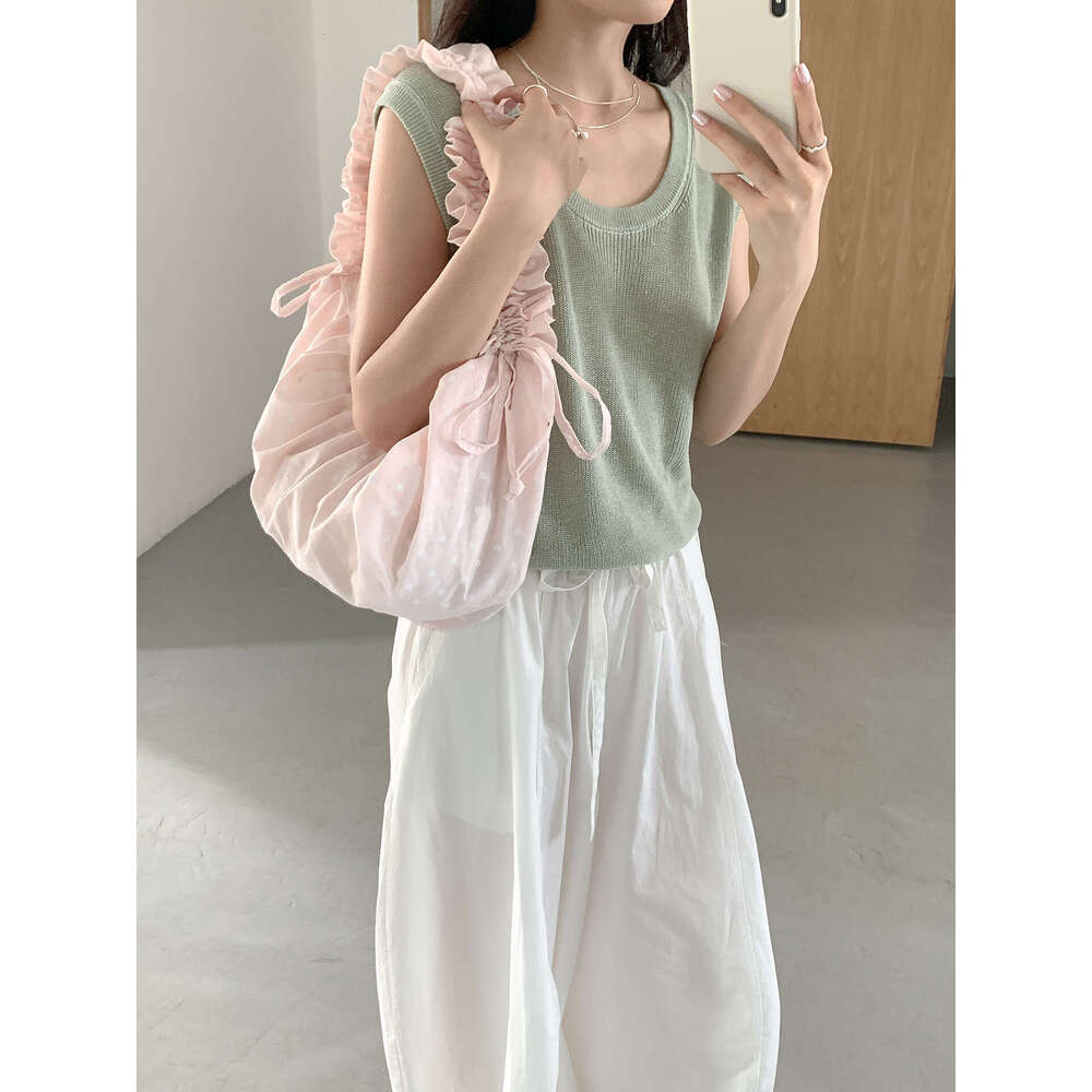 Korean Style Lazy Wave Dot For Women, Pleated New Versatile Commuter Shoulder Bag, Nylon Crossbody Dumpling Bag B5