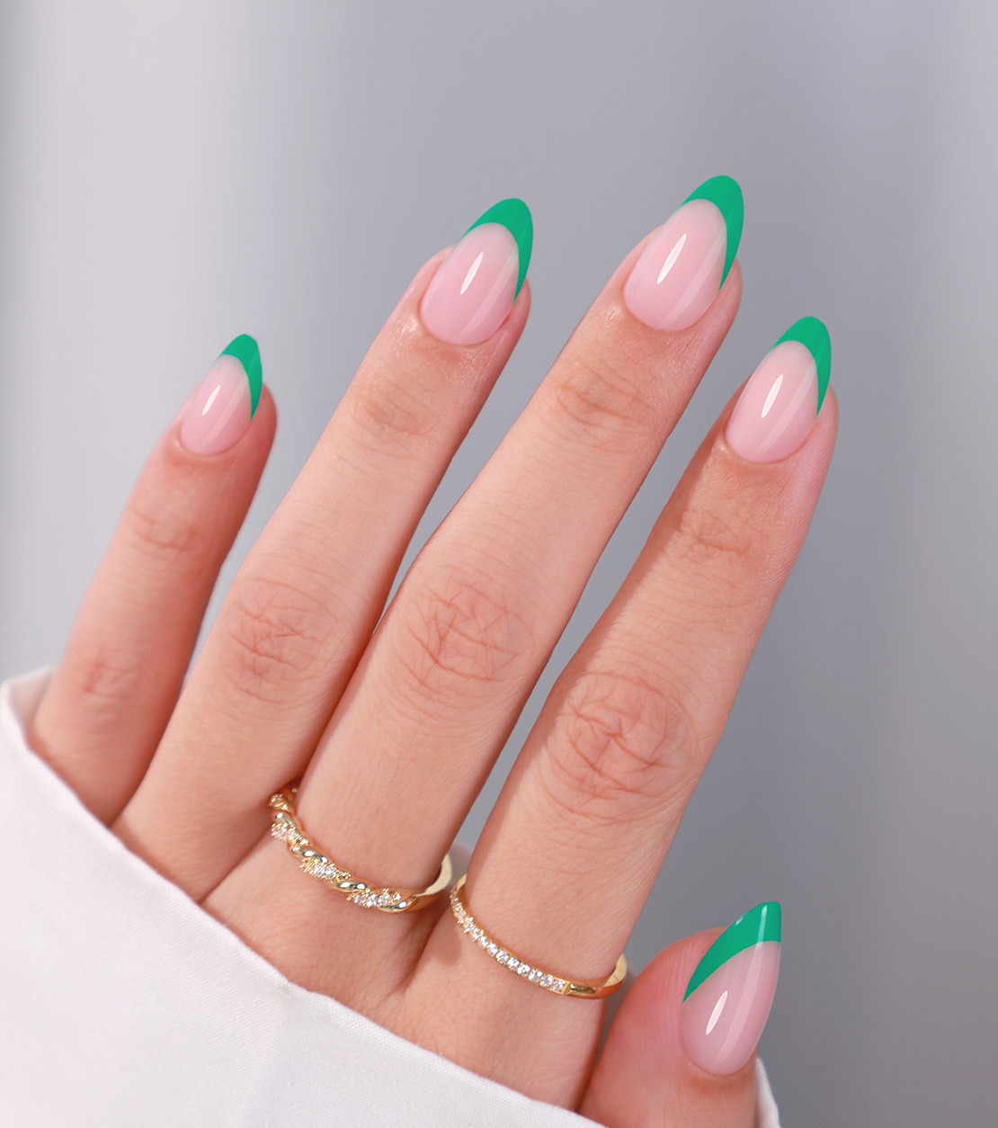 green french versatile daily commuter press ons nails green french edge press artificial nail soft gel nails designed for womens daily wear parties an