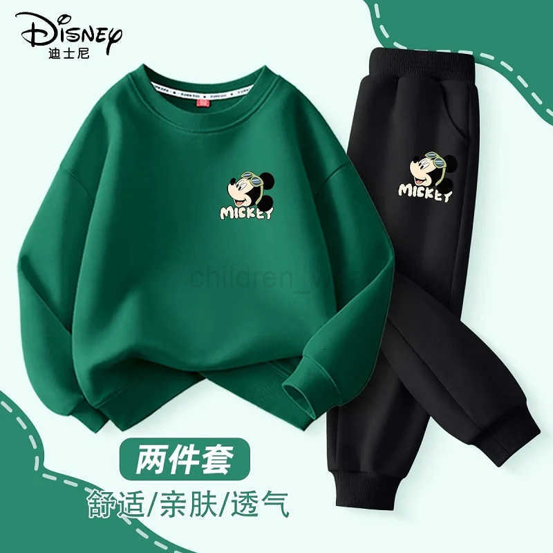 Disney Autumn Baby Girl Boy Clothes Set Children Mickey Printing Sweatshirt Top and Pants Bottom 2 Pieces Suit Cotton Tracksuit H251022