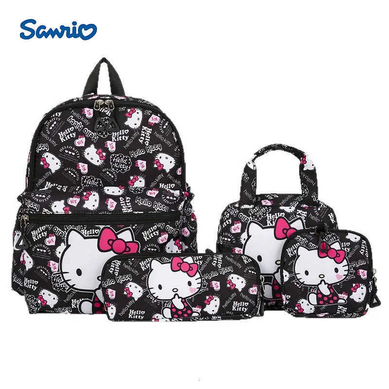 Sanrio Cartoon Anime Four Piece Bag Set Backpack Kt Cat Kuromi Children Student Schoolbag HighCapacity Start Of School Season Gift L251022