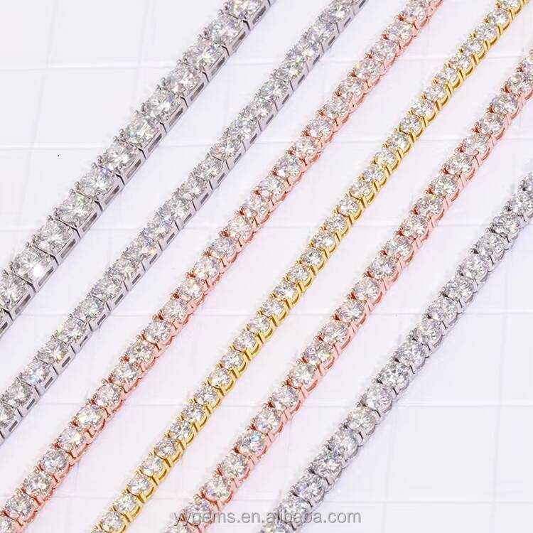 Yy Factory Price VVS Moissanite Tennis Chian Fine Jewelry Necklaces 925 Sterling Silver Diamond Chains Pass Diamond Tester