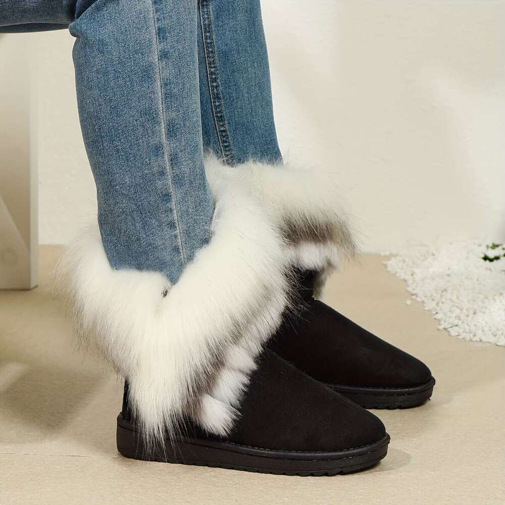 Women's Slip-On Lightweight Warm Ankle Boots With Plush Lining, Non-Slip Rubber Sole All-Season Casual Shoes For Everyday & Formal Outfits - Easy