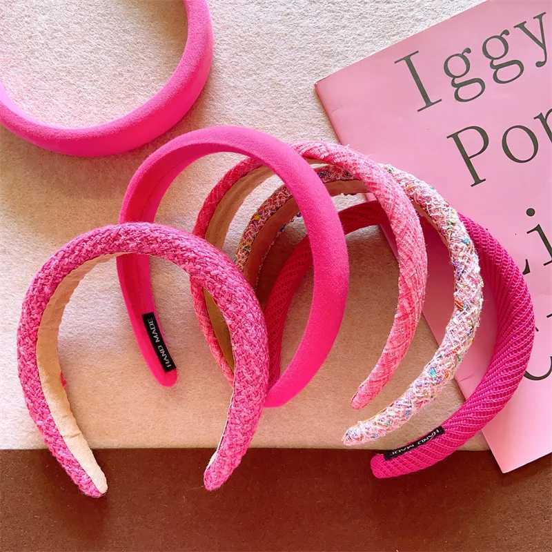 Rose Pink Sponge Headband for Women temperament Knitted Headband Cute Girl Washing Face Hair Band V251022