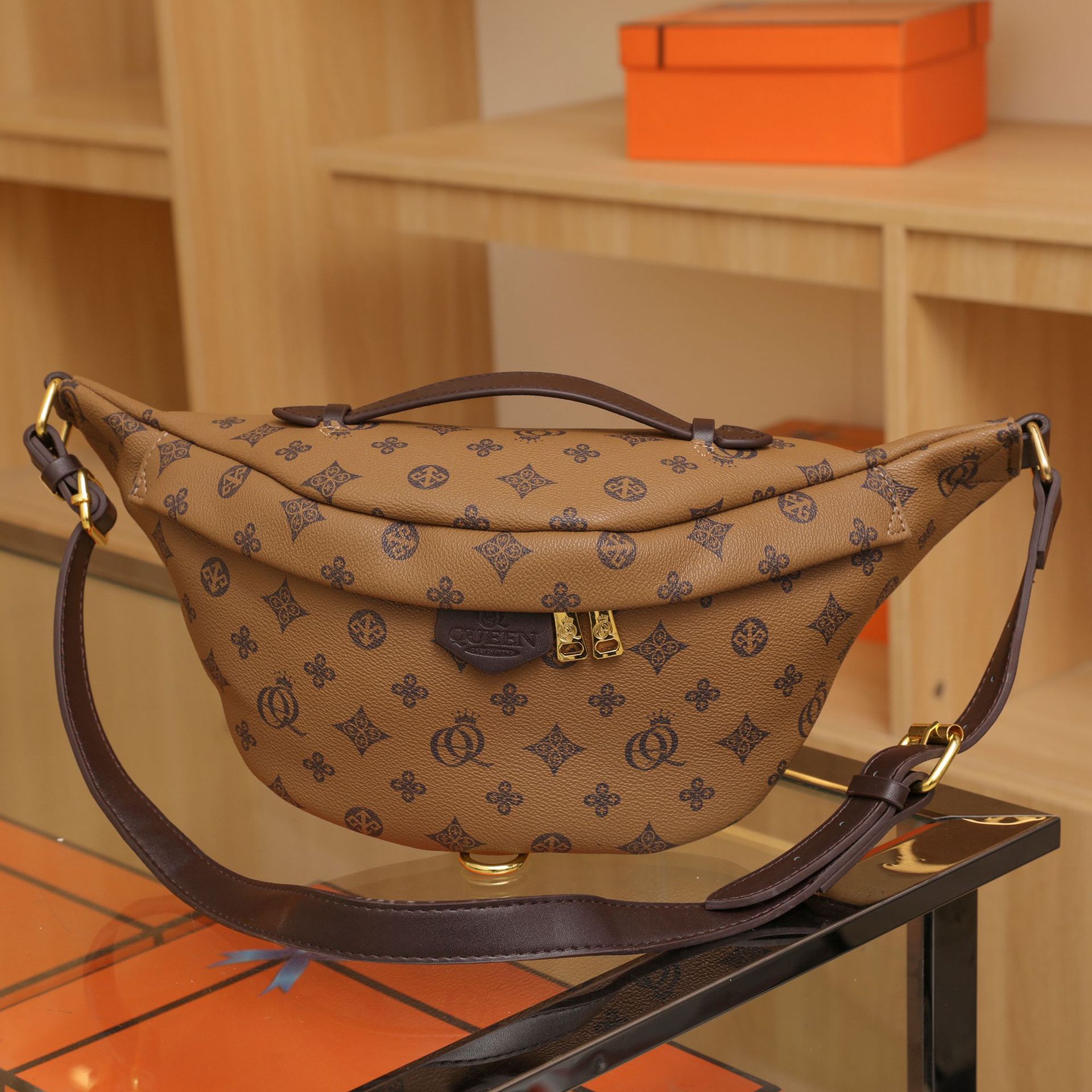 New Fashion Printed Breast Bag Large Capacity Waist Bag Female Retro Trend Motorcycle Bag Female Shoulder Bag