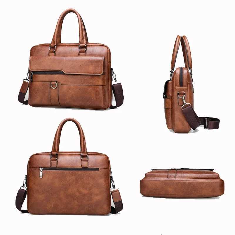 High Quality Business PU Leather Shoulder Messenger Bags Men 14 Inch Laptop Bag Men Briefcase Bag Office Handbag W251022