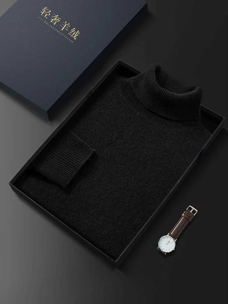 Fashion Basic Turtleneck Sweater Pullover 100 Cashmere Mens Autumn Winter Sweater Soft Warm Thick Clothes Causal Pullover KnitXJ251022