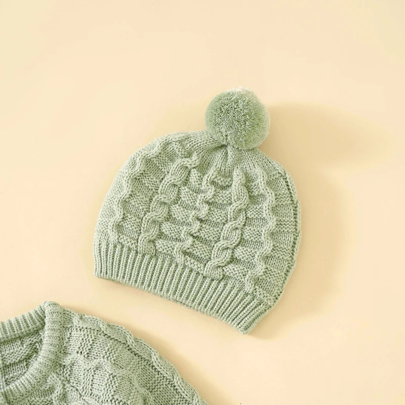 Winter Baby Rompers Clothes Solid Long Sleeve Knitted born Boys Girls Jumpsuits Hats Outfits Sets 018m Autumn Infant Costume 251022