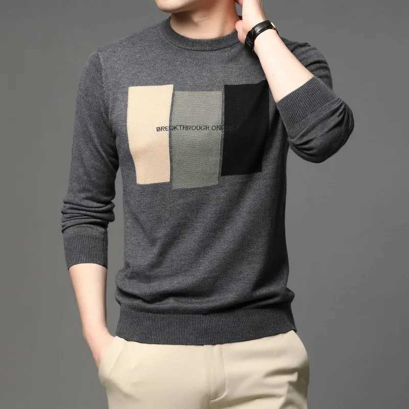 High end brand fashionable jacquard knitted mens sweater 2024 autumn and winter new warm thick personalized casual pulloverXJ251022