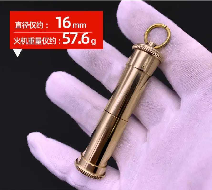 Vintage PullOut Brass Gasolin Lighter Retro Auto Ignition Nunchucks Handmade Antique Lighter C251022