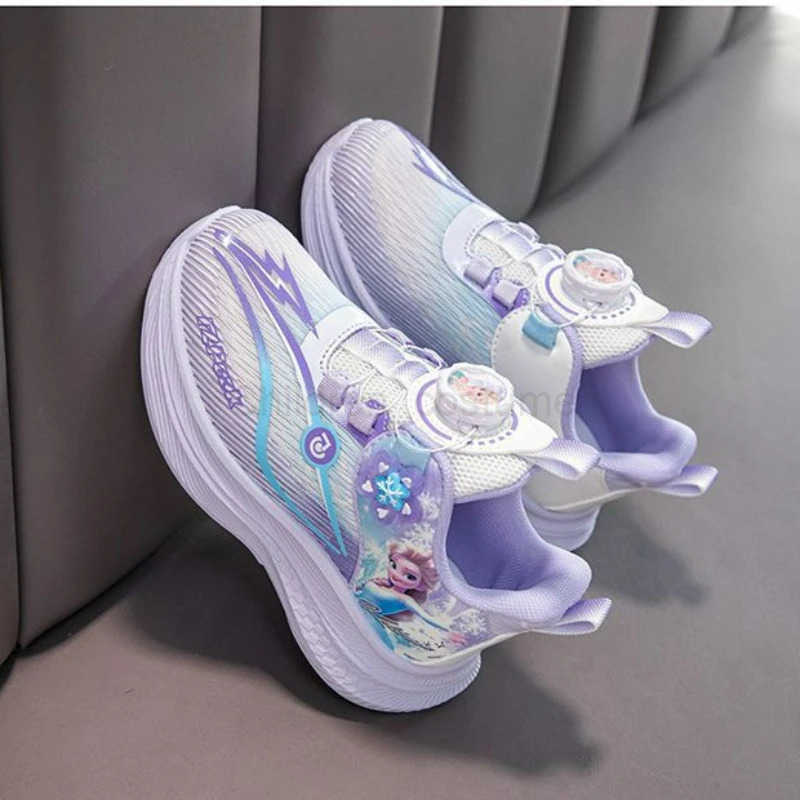 Disney Frozen Children Sneakers For Girls Shoes Princess Elsa Kids Running Leather Student Sports Purple Shoes Size 2738 H251022