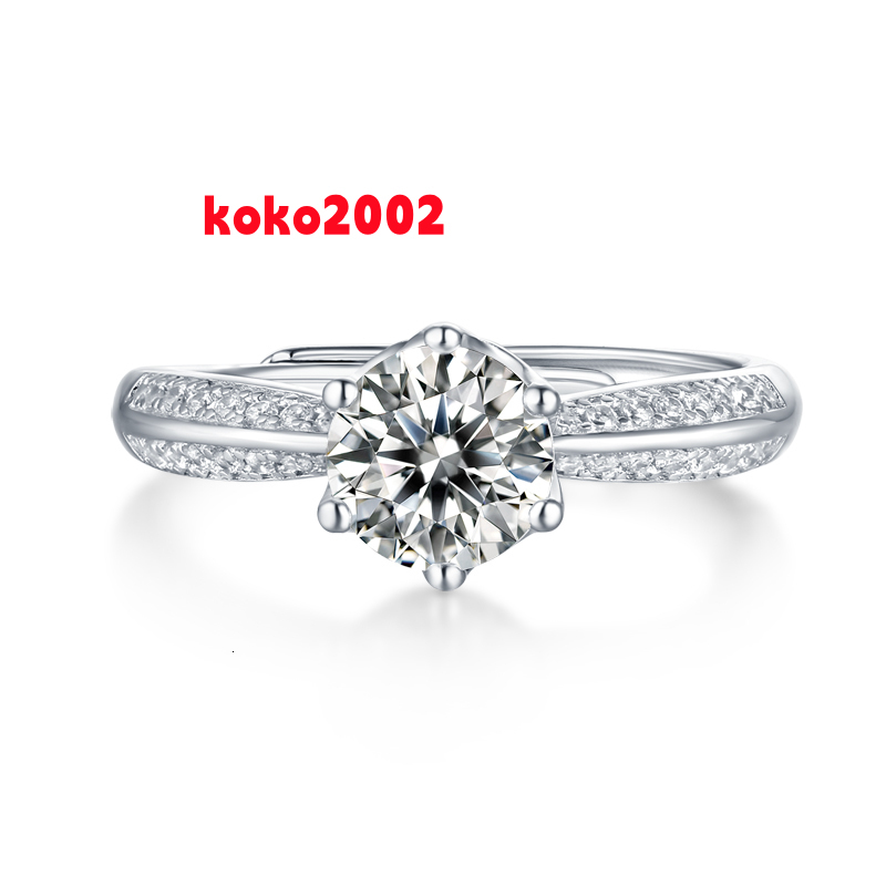 SGARIT Jewelry 925 Sterling Silver VVS Moissanite Ring 1CT Round Cut Six Prong 18K White Gold Plated Moissanite Diamond Ring