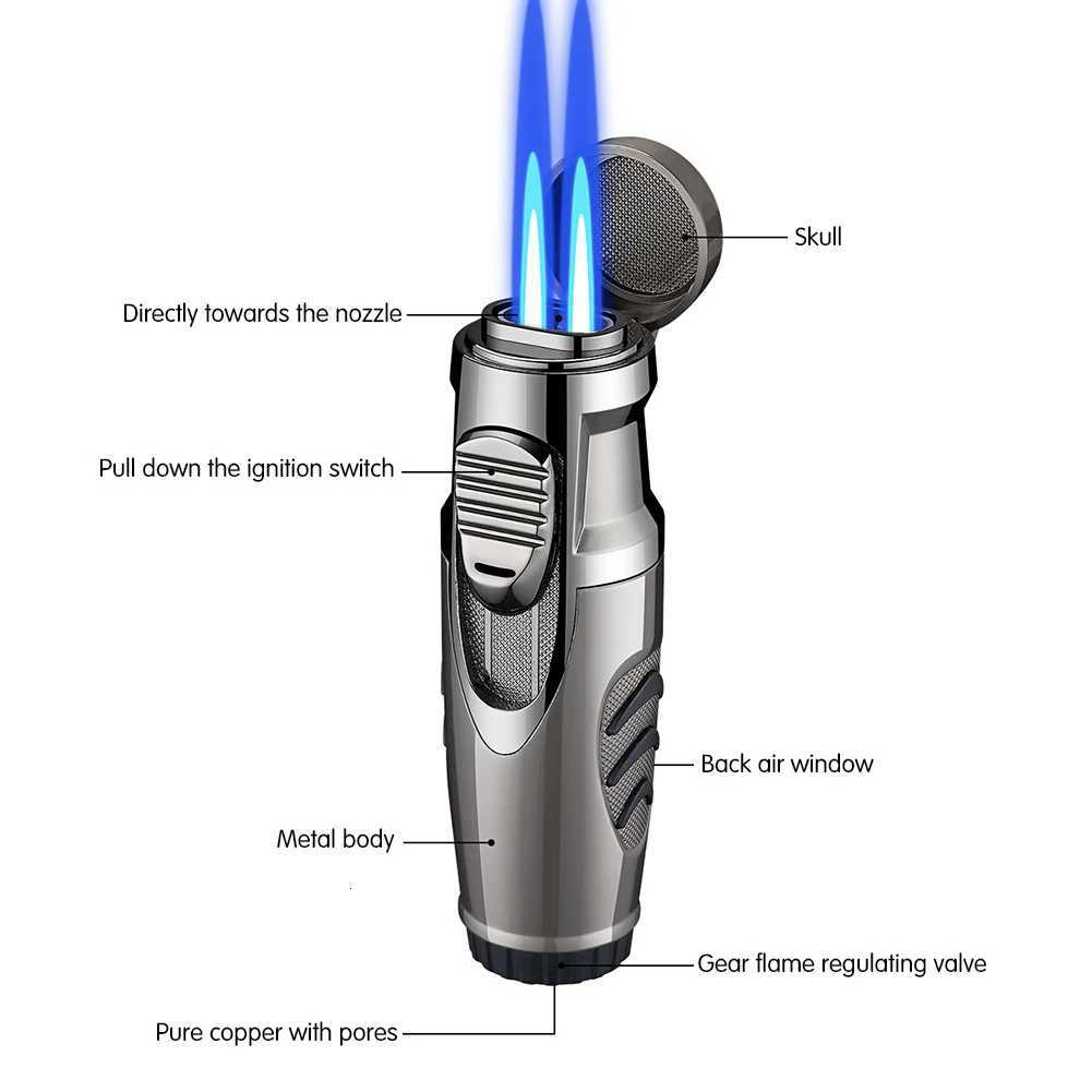 Flames Lighter Adjustables Dual Flames Lighters Small Portable Windproof Lighter Present for Men C251022
