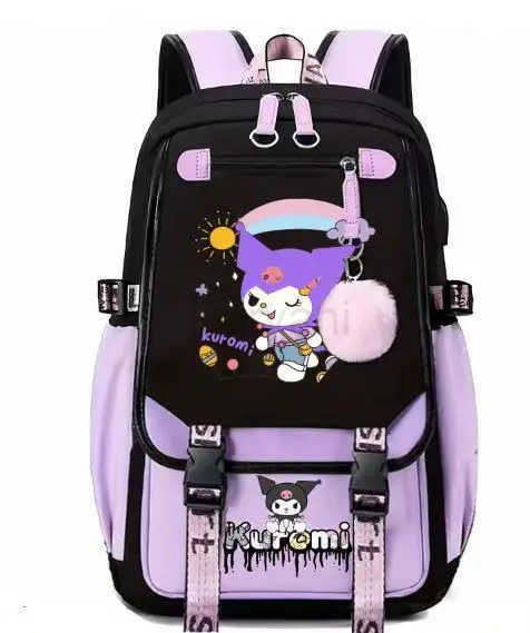 Sanrio Cute Kuromi Backpack Large Capacity School Bag Sport Laptop Bag Stylish College Student Travel Backpack L251022