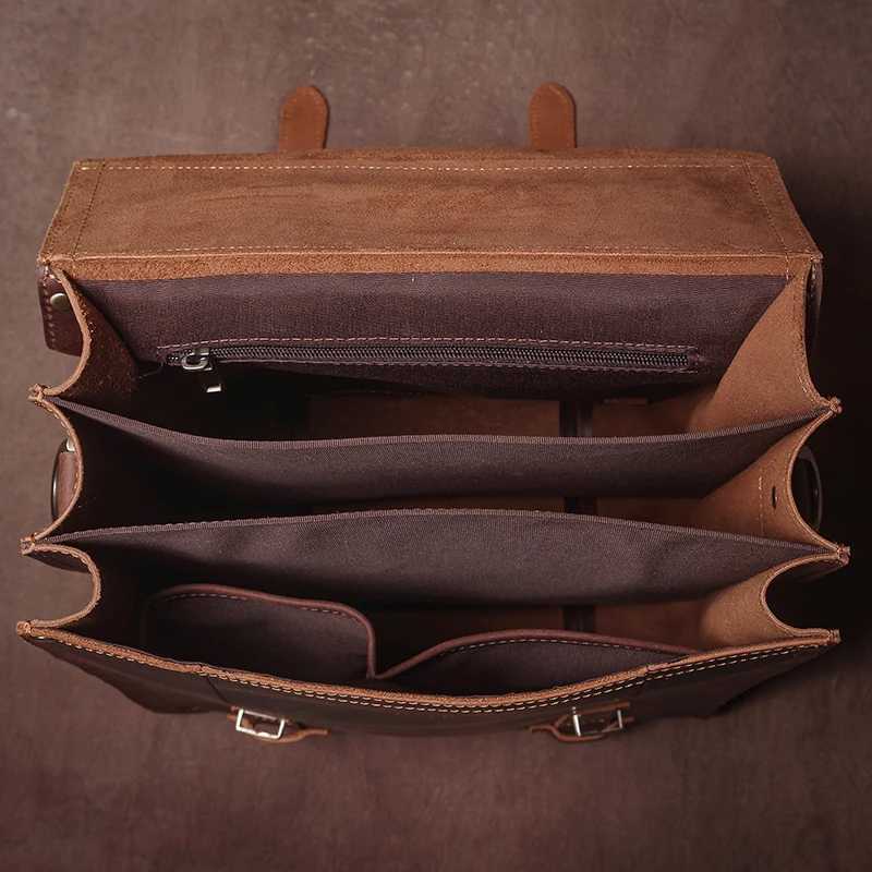 GURO Vintage Crazy Horse Cowhide Handbag Briefcase Mens Genuine Leather Backpack Luxury Shoulder Bag Multifunctional Crossbody W251022