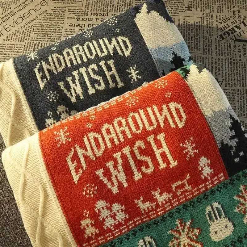 American Cute Twist Christmas Long Sleeve Sweater For Men And Women Y2K Street Autumn And Winter Fashion Loose Pullover SweaterXJ251022