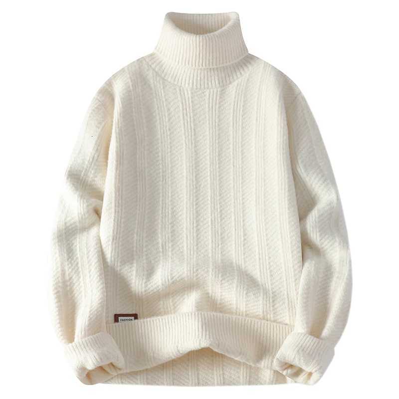 Autumn Winter Mens Turtleneck Sweater Solid Color Fashion Knitted Pullovers Men Korean Slim Fit Casual Knit Pullover SweatersXJ251022