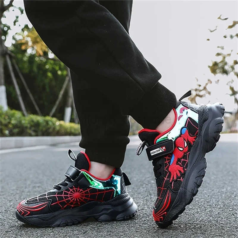 Disney Kids Sneakers Boys Tennis Shoes Comfortable Mesh Shoes Lightweight Outdoor Childrens Sports Walking Black Blue Shoes H251022