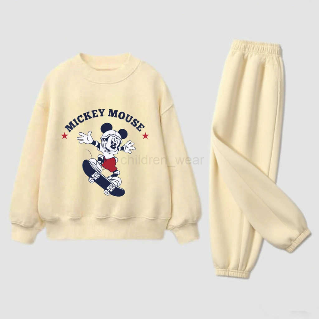 Disney Mickey Mouse SweatshirtsPants Twopiece Cartoon Printed Hoodie Loose Casual Trousers Kids New Spring Autumn Clothing Outfits H251022