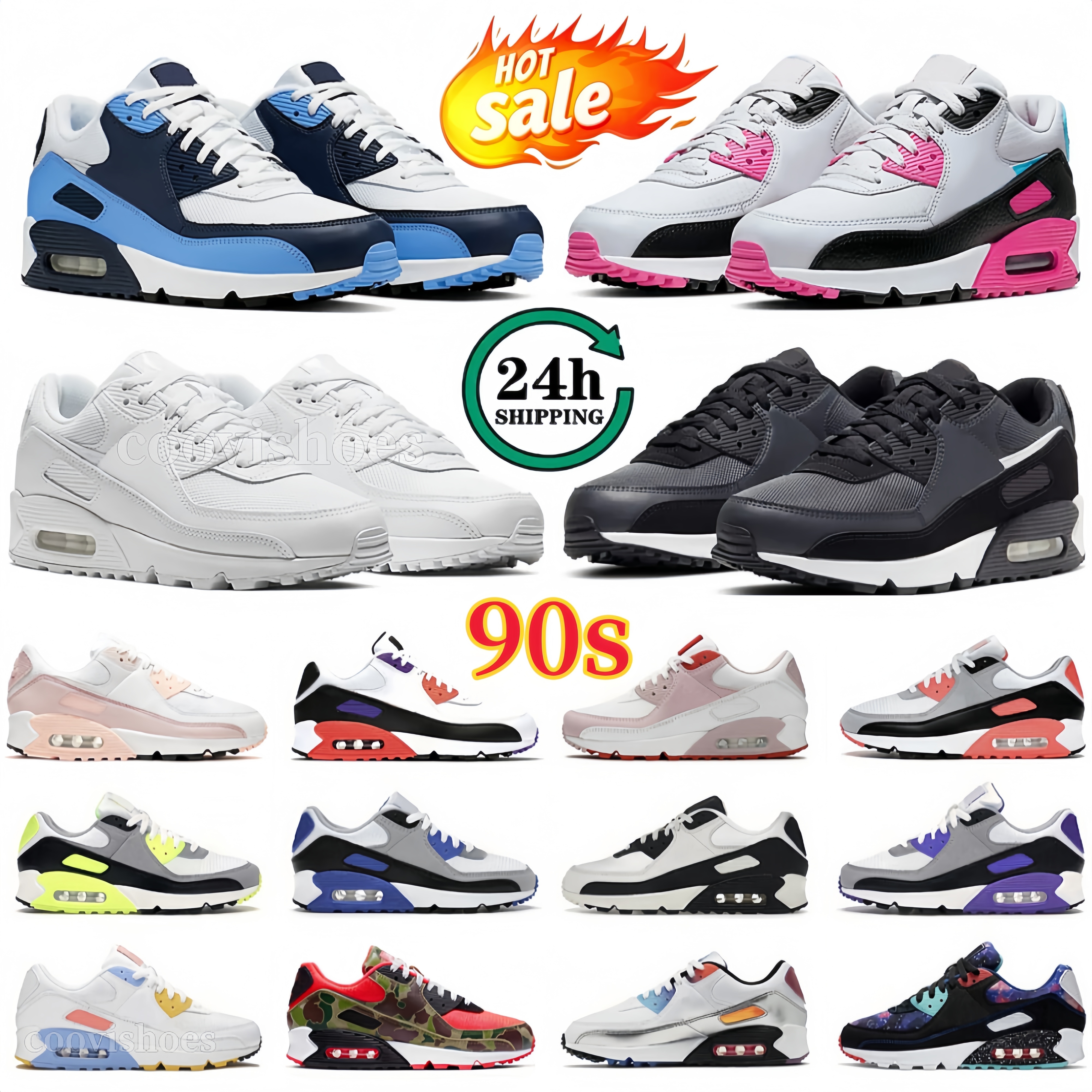 90s Designer mens 90 Running Shoes Triple Black White UNC Rose Pink Valentines day Lahar Escape Smoke Grey Pale Ivory Camowabb Men Women Trainers Sports Sneakers