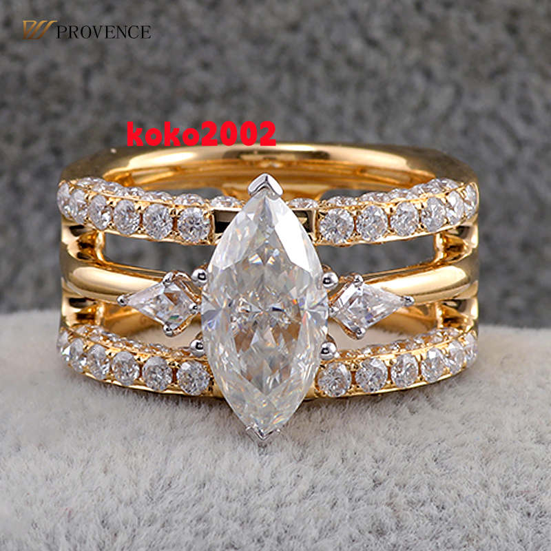 Custom Elegant Jewelry 14k 18k Yellow Gold VVS D Diamond Engagement Ring Marquise Cut Moissanite Ring 2ct Wedding Ring for Women