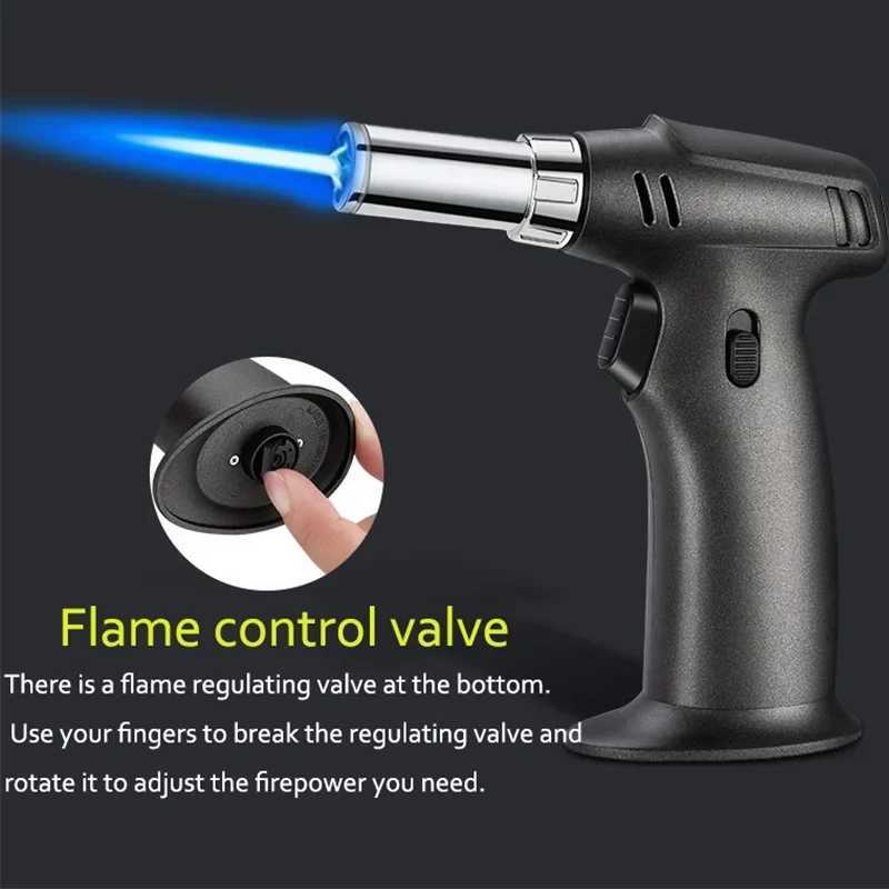 With safety lock and adjustable flame torch lighter refillable butane gas kitchen cooking jet lighterNO GAS C251022