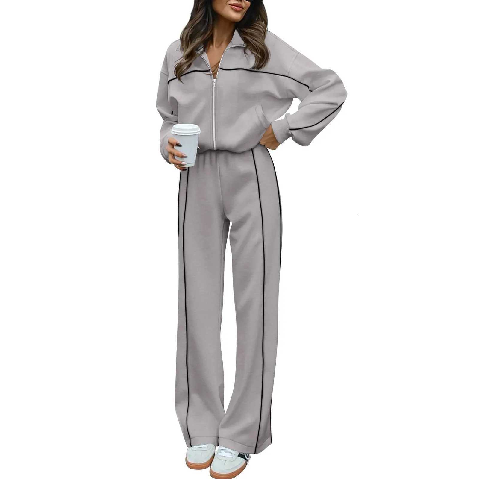Sweatsuits For Women Summer Set 2 Piece Outfits For Women Jogging Suit Lounge Sweatshirt Jogger Pants With PocketsT251022