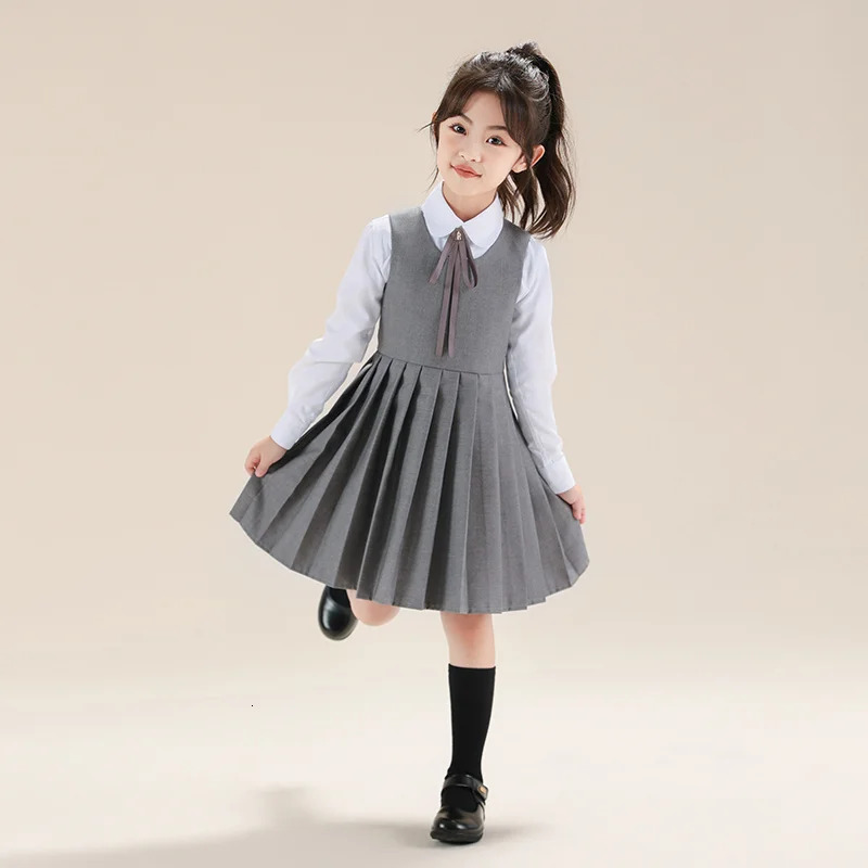 Preppy Young Girls Blazer Dress For Child School Occasion Costumes Elegant Girls Suit Formal Pleated Dress 4 5 6 8 9 10 11 12 14 251021