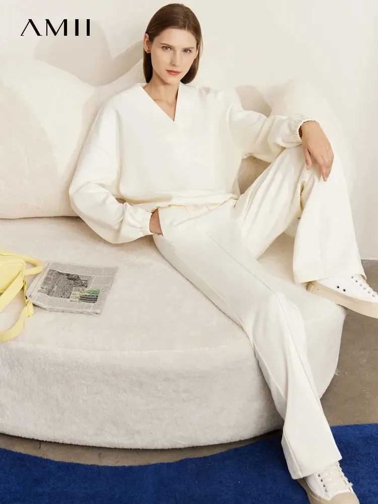 AMll Minimalism Women Tops 2025 Spring Elegant Commuter Fashion Loose Sweatshirs Casual Straight Leg Pants Separately 12241259T251022