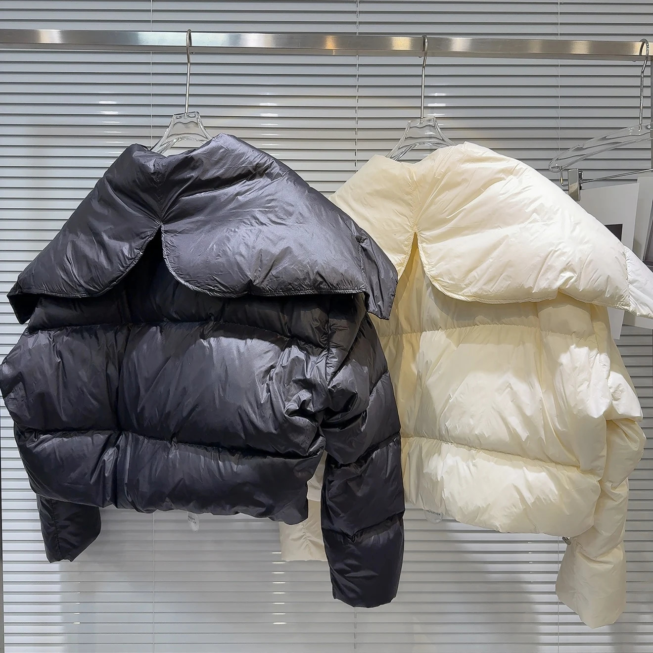 Winter Warm Short Big Lapel Collar Shawl Down Jacket Women White Duck Cotton Jackets Female Pocket Zipper Parker Outwears 251017