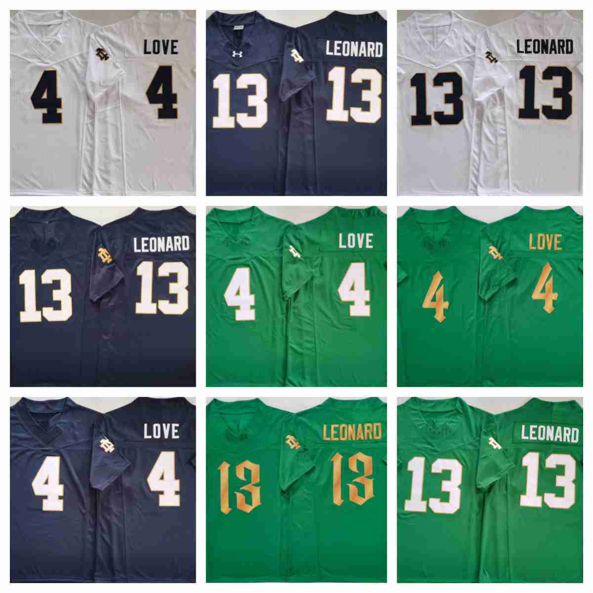 Norte Dame 4 LOVE 13 LEONARD 2025 football jerseys all stitched men women youth all size new style