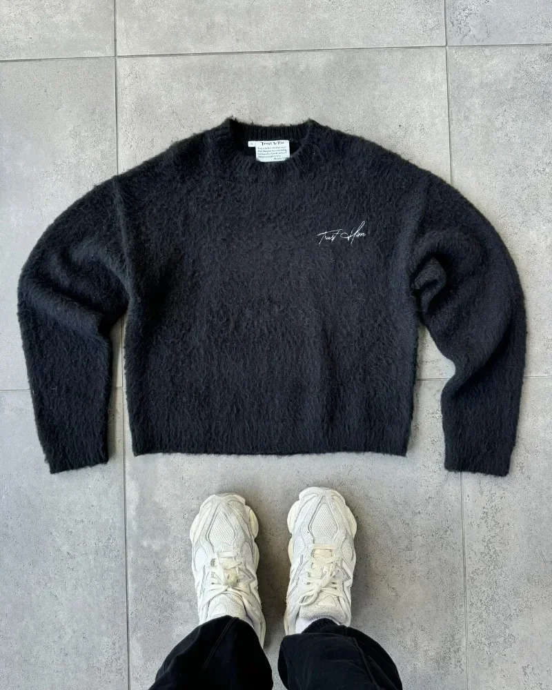 Fashion Street Y2k Casual Sweater Harajuku Gothic Street Loose Couple Crewneck Knit Sweater Street Hip Hop Punk Retro Pullover 251020