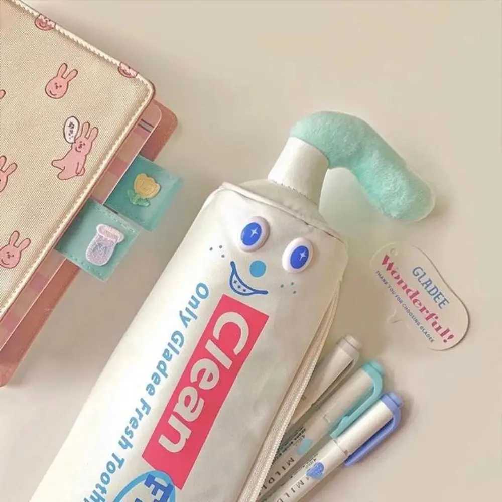 Desktop Organizer Toothpaste Pencil Case Cosmetic Pouch Large Capacity Stationery Bag Pencil Holder Pencil Cases Pencil Bag J251022