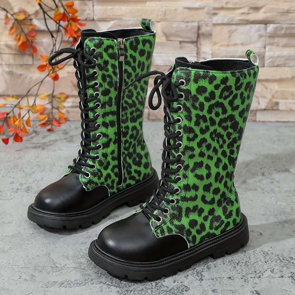 Girls' Winter Warm Mid-Calf With Zipper Lace Closure PU Upper, Rubber Sole & Soft Snow Boots For, Playdates, Parties All-Terrain Traction To - Du