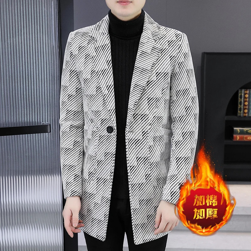 Highquality fashionable and stylish winter midlength woolen suit coat with cotton mens golden mink velvet windbreaker j 251017