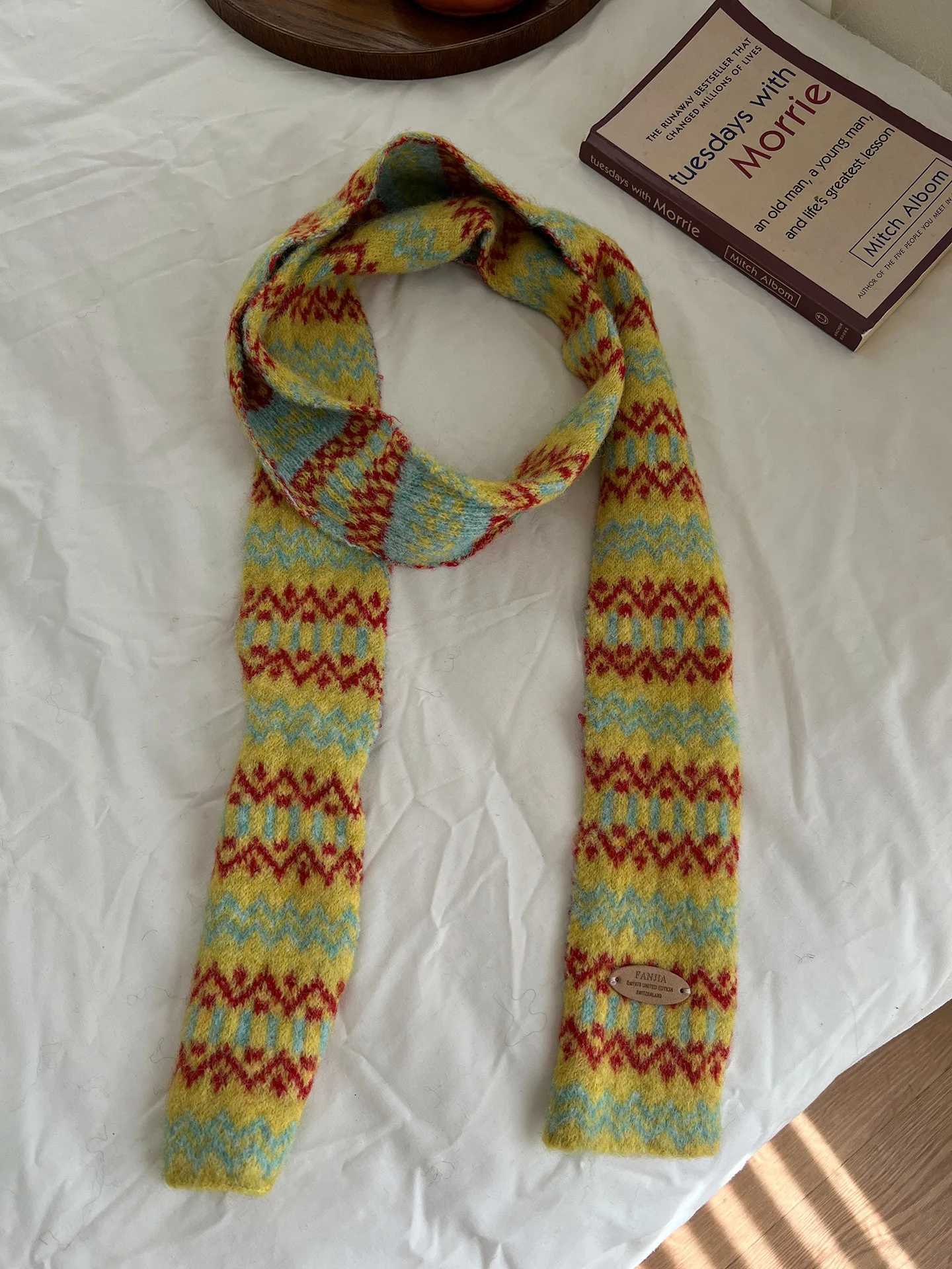 Korean Felted Retro Style Knitted Wool Scarf for Women Christmas Warmth Winter 2025 Narrow Long Knitted Scarf Women J251022