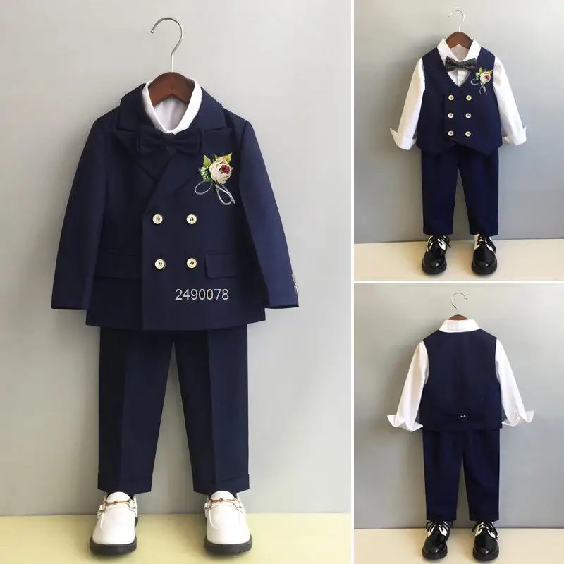 Flower Boys Wedding Suit Children Pography Dress Kids Stage Performance Formal Blazer Suit Baby Birthday Ceremony Costume 251021