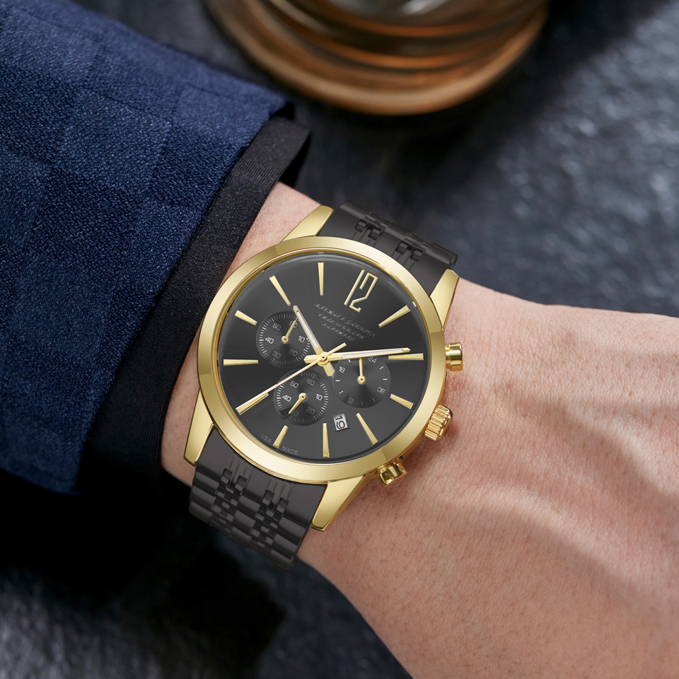 Chrismas Gift Japan Chronograph Quartz Movement High Quality Luxury brand Fashion watch Stainless steel strap waterproof wristwatch