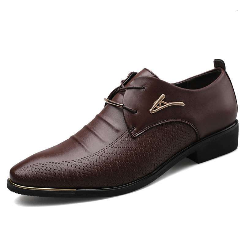 Spring New Large Leather Business Dress Men Lace Up Casual Shoes