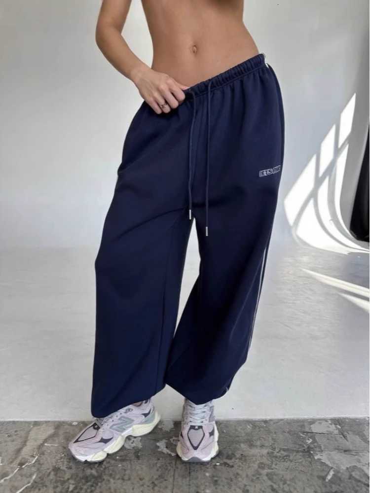 2025 summer wide leg sports pants loose fit straight leg casual pants comfortable stripesT251022