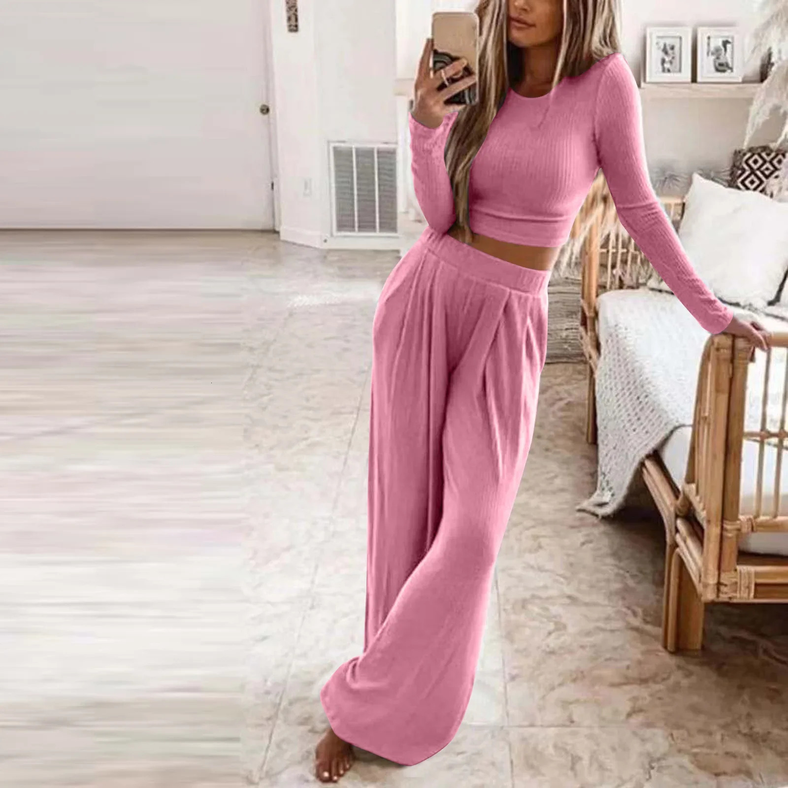 Autumn Winter Sleepwear Pajamas for Women Long Sleeve Top Long Pants Casual Tracksuit Pijama Womens Home Clothes Pajama Sets 251022