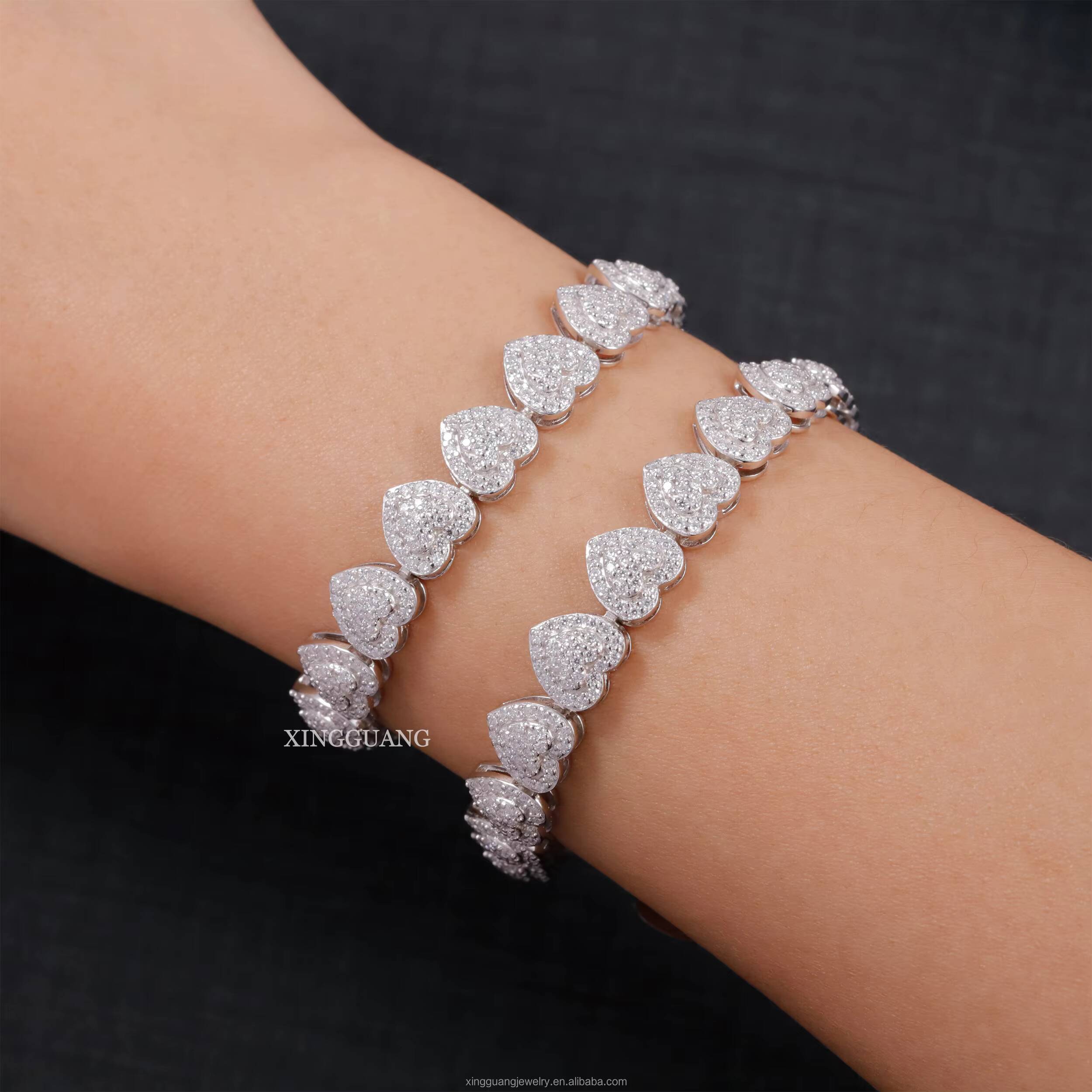 Cuban Jewelry Heart Shape 10mm VVS Cuban Lidynamic Necklace Moissanite Tennis Lidynamic 925 Silver Moissanite Chain VVS Diamond Chains