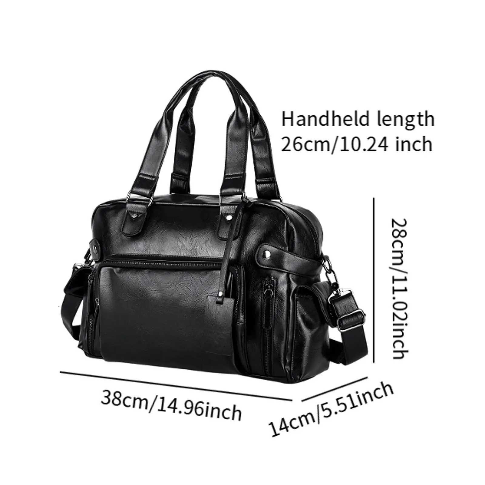 Mens Leather Shoulder Bag Business Bag with Adjustable Strap Top Handle Handbag Waterproof Briefcase Travel Bag for Office Work W251022